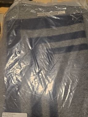 Alicia Adams Alpaca Navy and Gray Striped Alpaca Throw